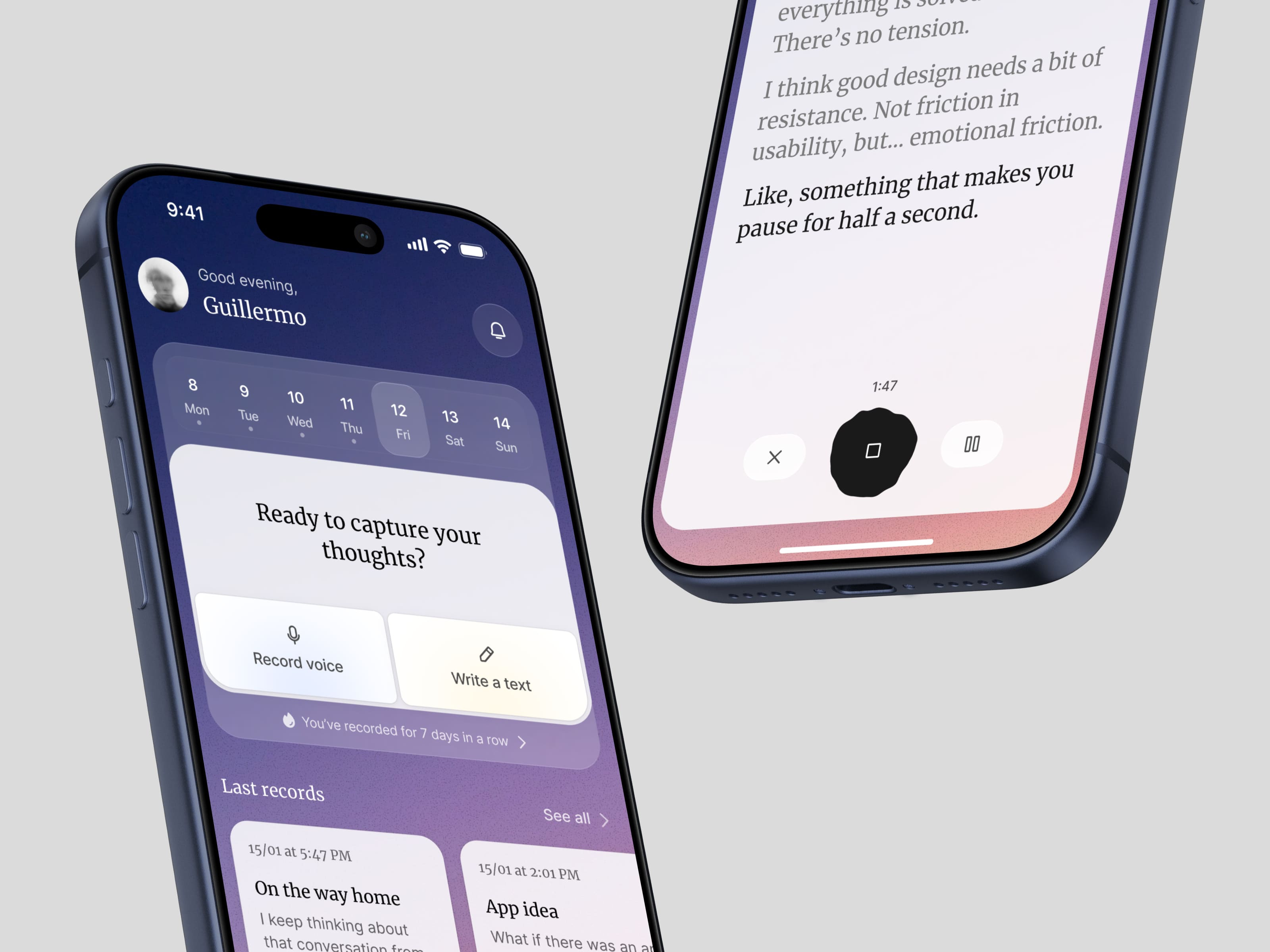 AI Voice Notes ai app mobile notes product ui ux voice