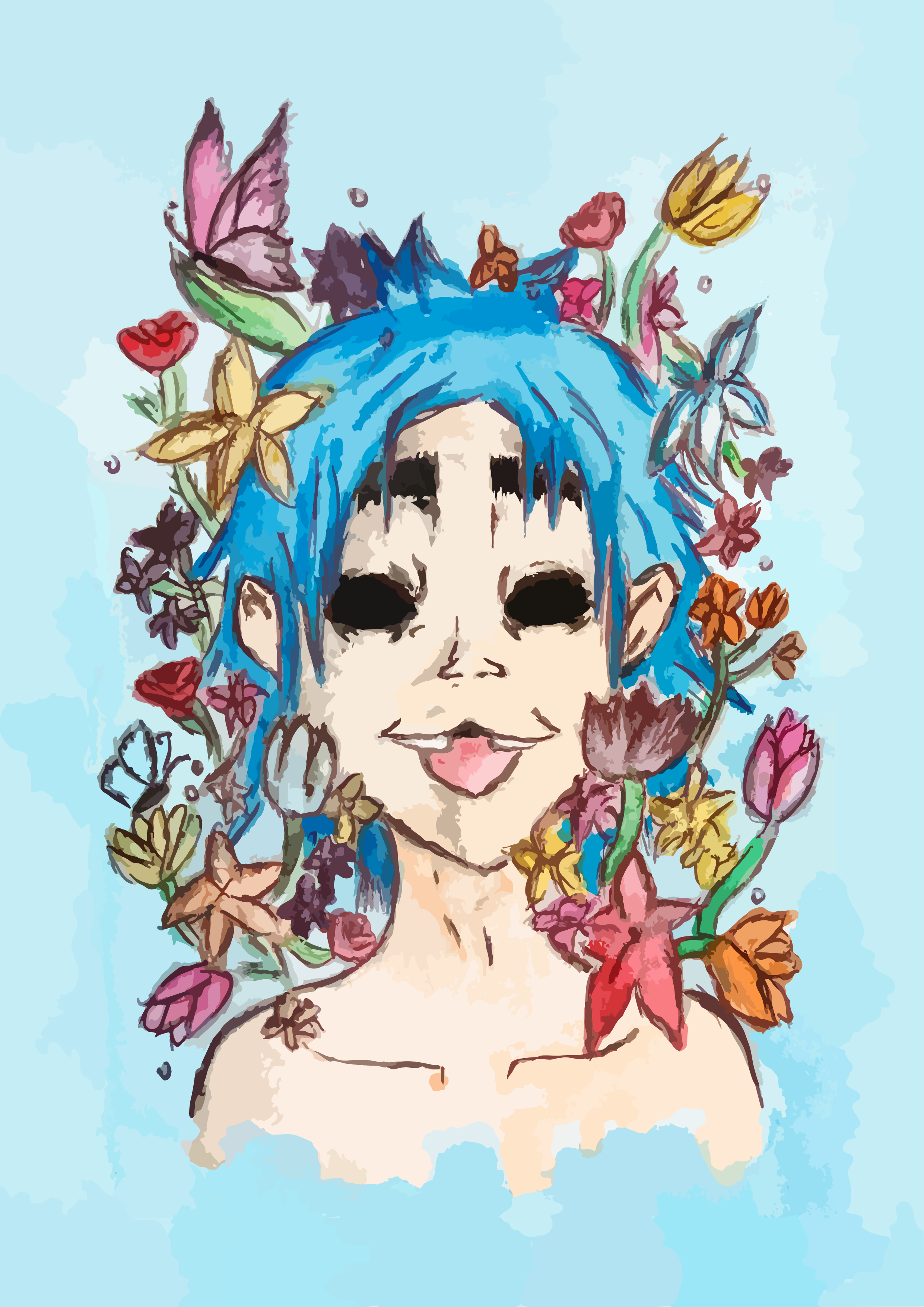 Watercolor hand-painted illustration - 2D Gorillaz - Monica Paz character design design digital art digital illustration draw drawing graphic design illustration painting
