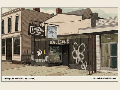 Tewligan's Tavern Illustrated Postcard architectural art artist illustration illustration design illustrator ink drawing limited color line art nostalgic pen and ink postcard print design vintage