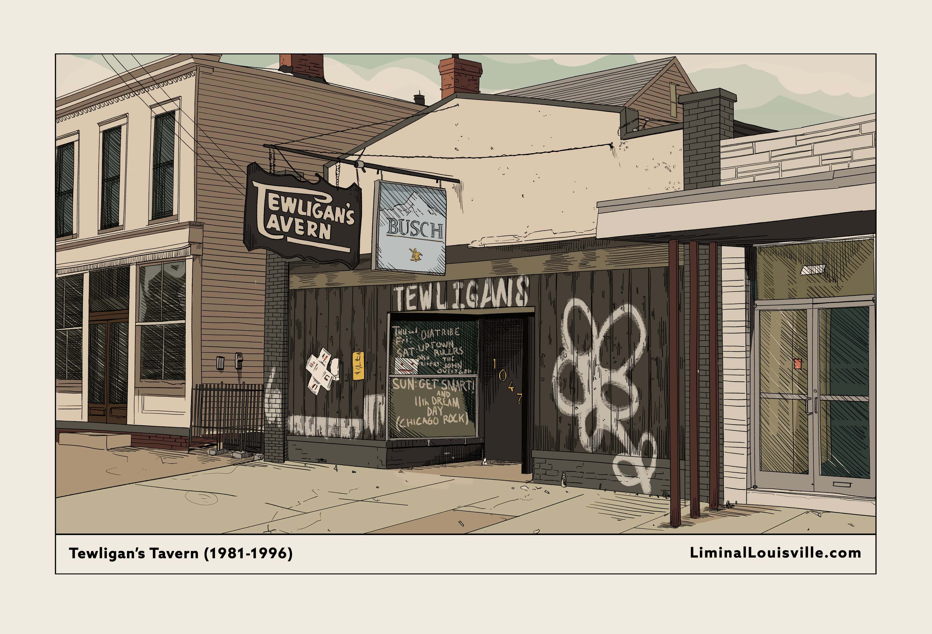 Tewligan's Tavern Illustrated Postcard
