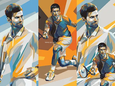 Novak Djokovic - portrait illustration colorful design illustration portrait poster design retro color sport sport poster sports tennis tennis player tennis poster vector vectorart vintage color