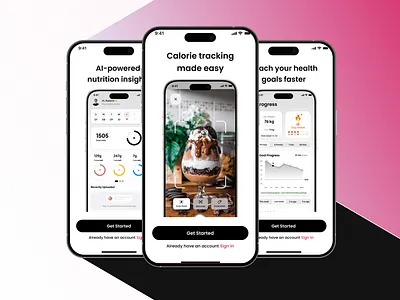 AI Calorie Tracking App - UI Kit ai ai calorie ai scan android calorie calorie tracker fitness health ios onboarding pink progress uiux