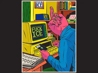 F*ck ice america design ice illustration police politics psychedelic retro typography usa vector vintage war