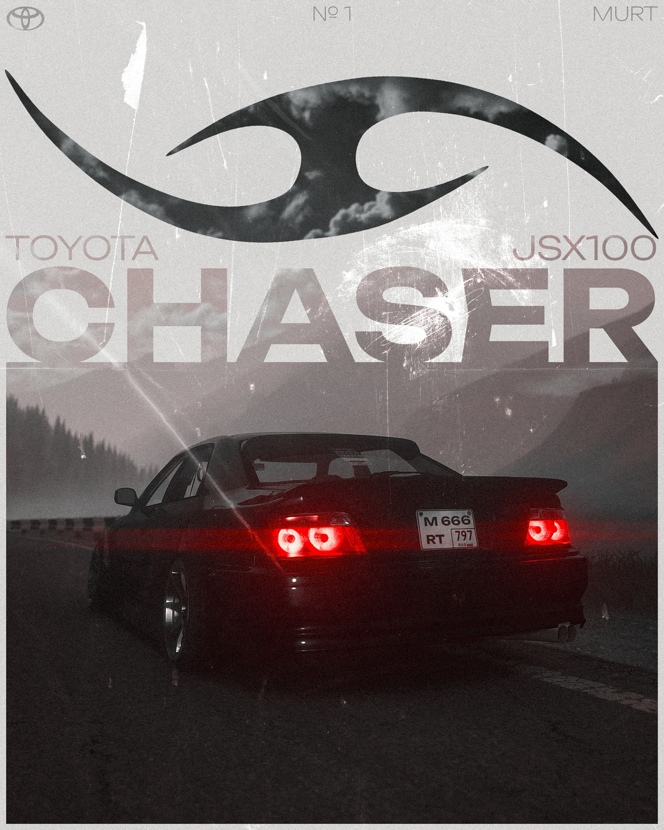 Toyota Chaser Typography Poster adobe photoshop branding car design graphic design photoshop poster