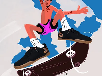 Ilustração Publicitária Tênis Red Nose brand illustration digital illustration graphic design illustration ilustração publicitária product illustration skate skate illustration urban art