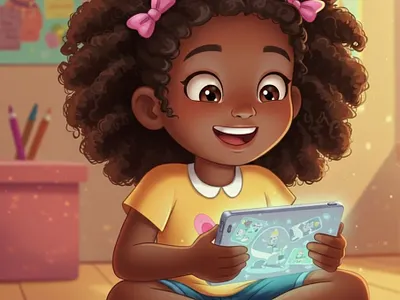 📱 Digital Dreams | KidLit Illustration 2d illustration book app art character design children publishing childrens book illustration digital art diverse characters educational illustration freelance illustrator girl character kidlitart lighting study modern childhood nursery decor picture book artist storybook art storytelling tablet illustration vibrant colors whimsical art
