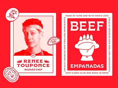 From Mom Empanadas &acirc; Pt. 4 badge badges beef brand branding chef design empanada flower food graphic design hand icon illustration layout logo mom mother portrait poster