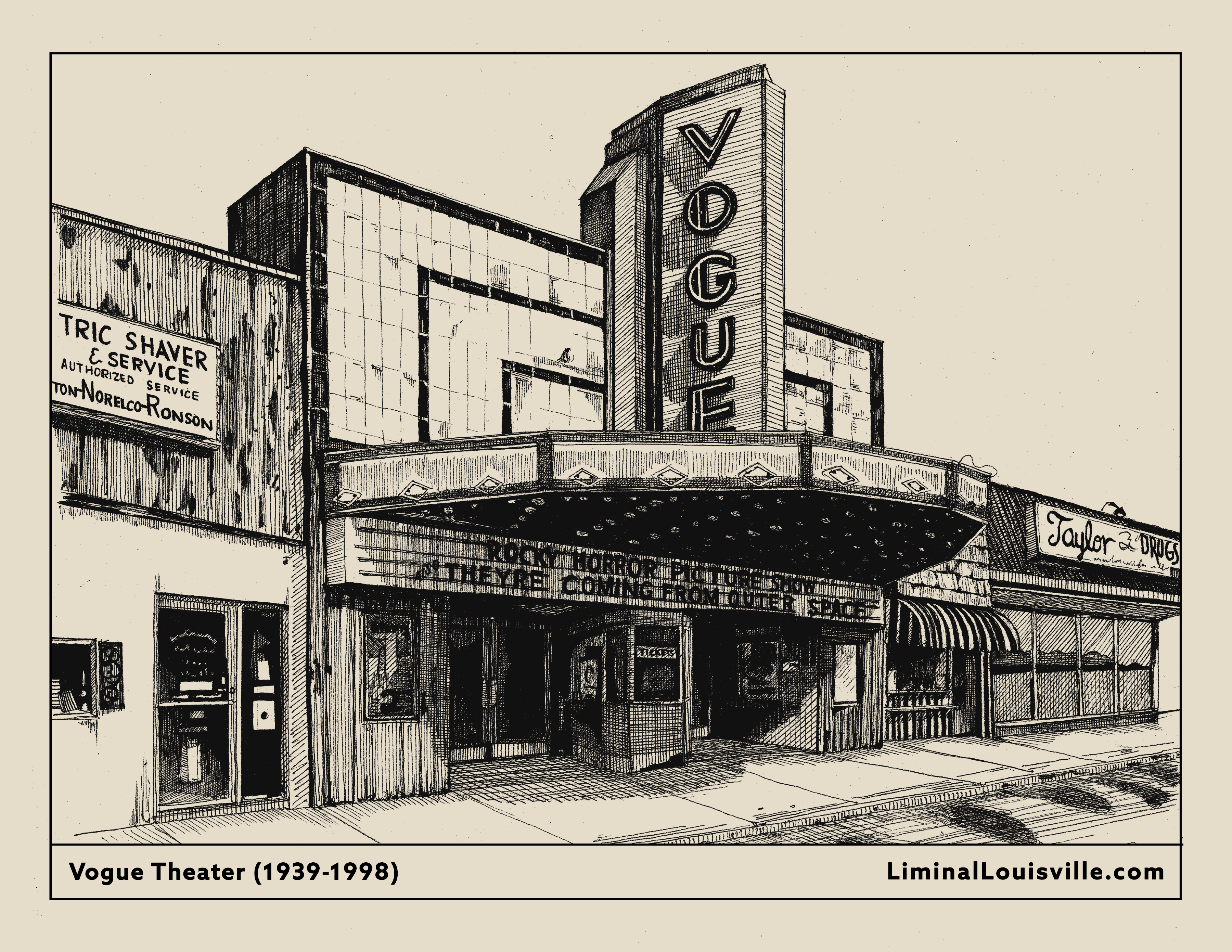 Vogue Theater Illustrated Poster