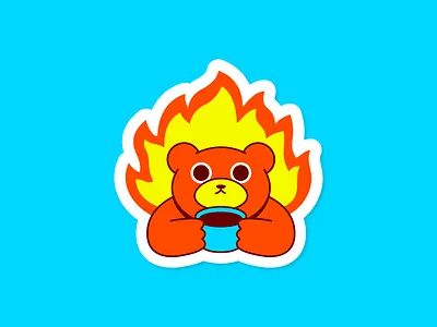 Work Bear Sticker — Pt. 1 animal bear branding coffee cute design fire flame flat graphic design icon illustration illustrator kawaii logo sticker stickers vector work