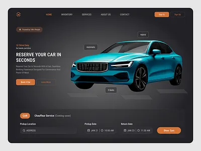 Car Booking Landing Page UI Design carbookingui figma landing page minimal design modern ui uiux user experience user interface visualdesign webdesign website ui wireframe