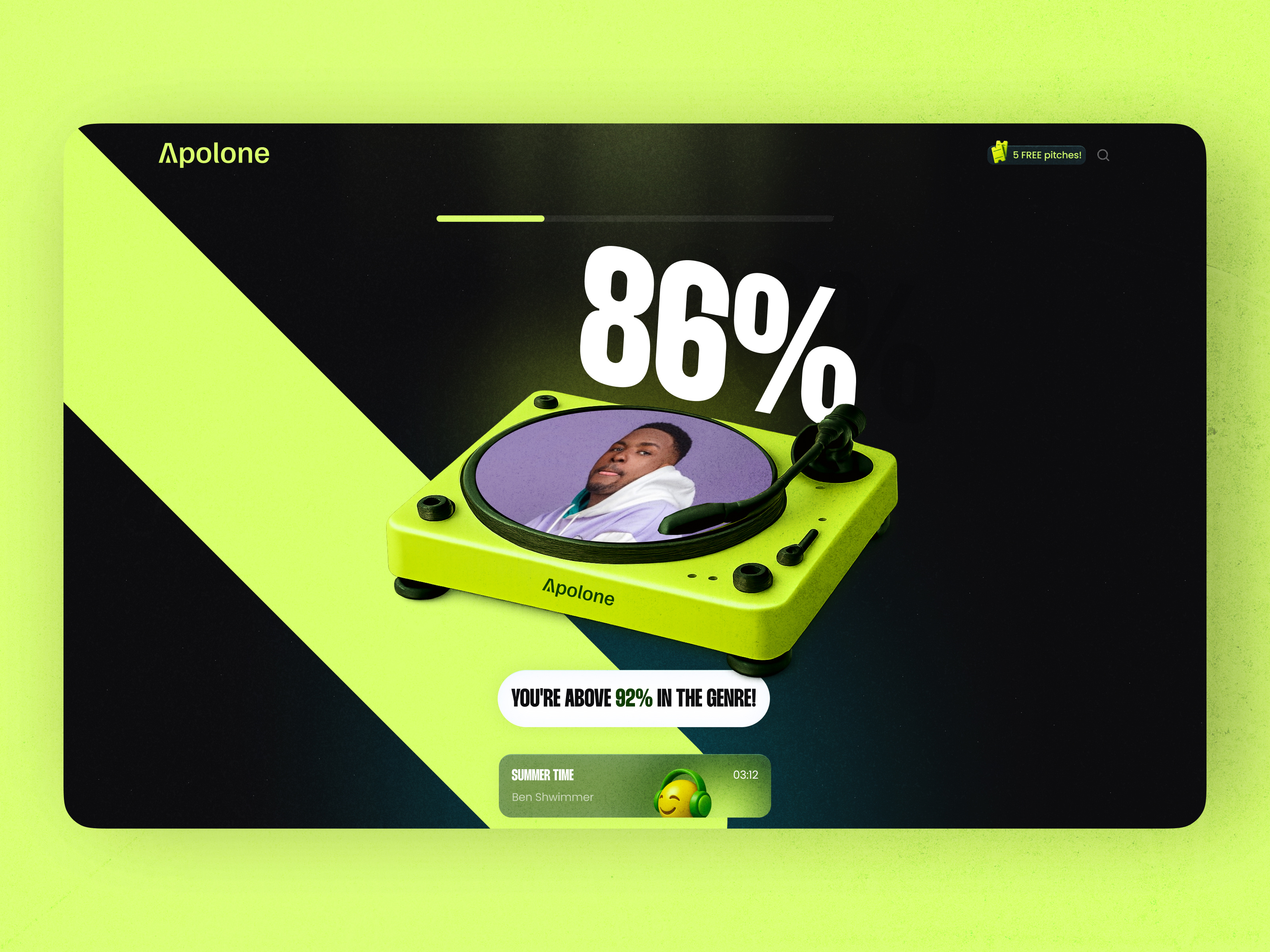 Apolone — Neon Music Analyzer App UI 🎧 💚