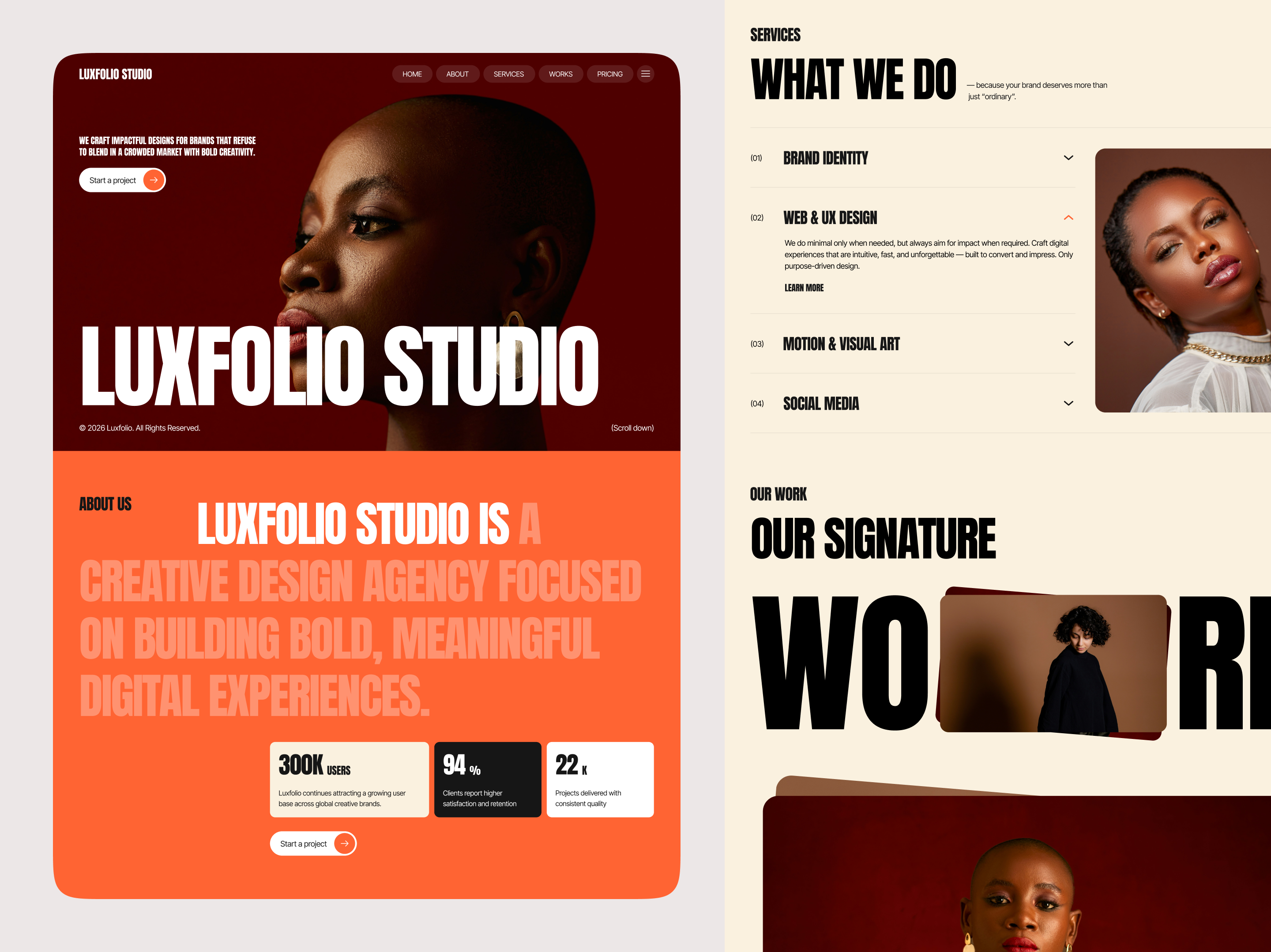 Luxfolio - Digital Agency Website Design agency agency website business website creative agency design agency digital agency landing page landingpage marketing agency modern website service website startup trendy ui ux web web design webdesign website