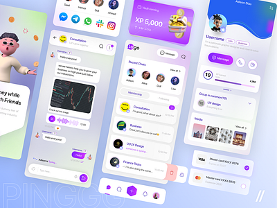 Pinggg - A new concept of Messaging app app design chat app chat app concept chat app ui chating app chating app ui chatting app dating app dating app concept food app graphic design message message app ui messaging app messaging app ui mockup nft nft app nft app concept ux