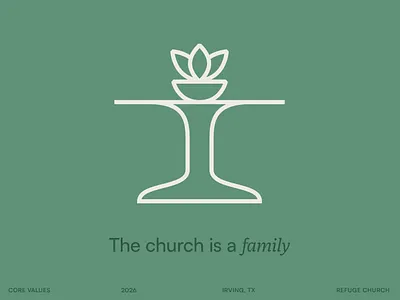 Family Table Pictogram for Refuge Church branding christian church church branding family green iconography identity illustration pictogram plant table