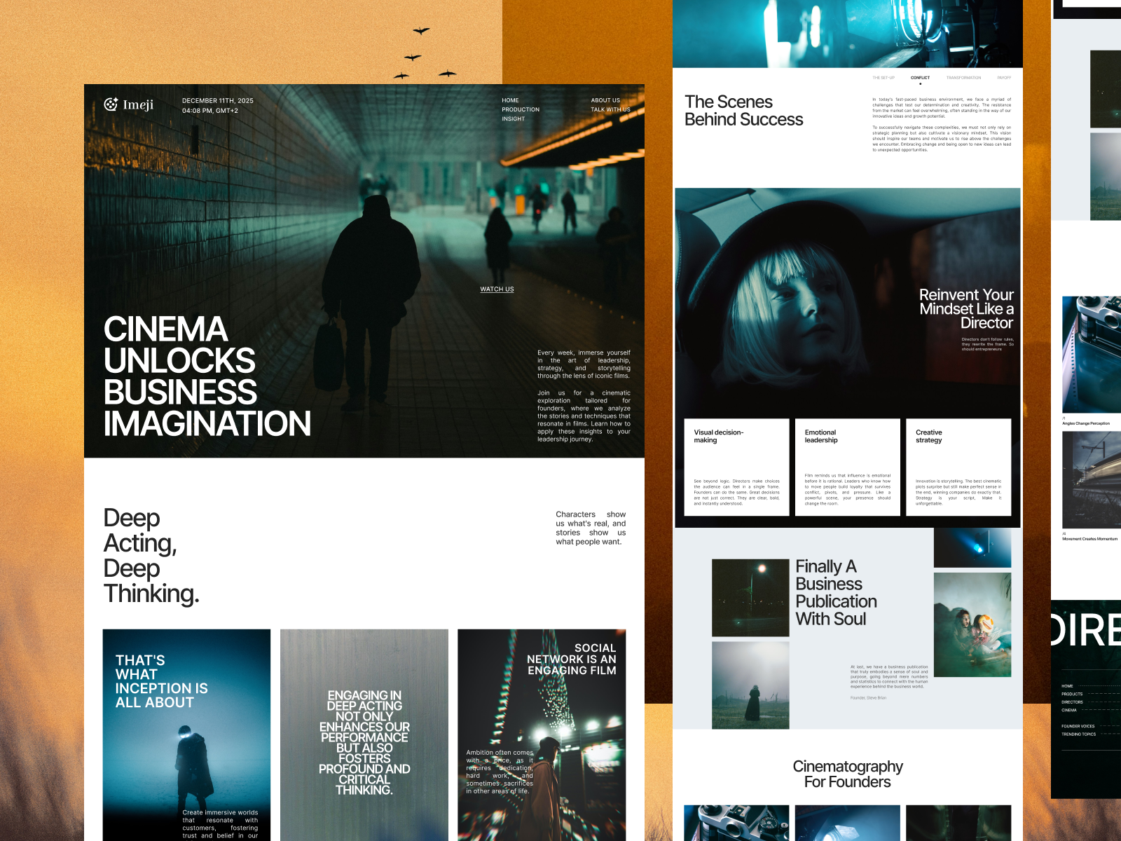 Directing Business — A Cinematic Landing Page Exploration brand story bussiness design cinematic concept creative film landing page minimla modern startup story telling ui ux web design website