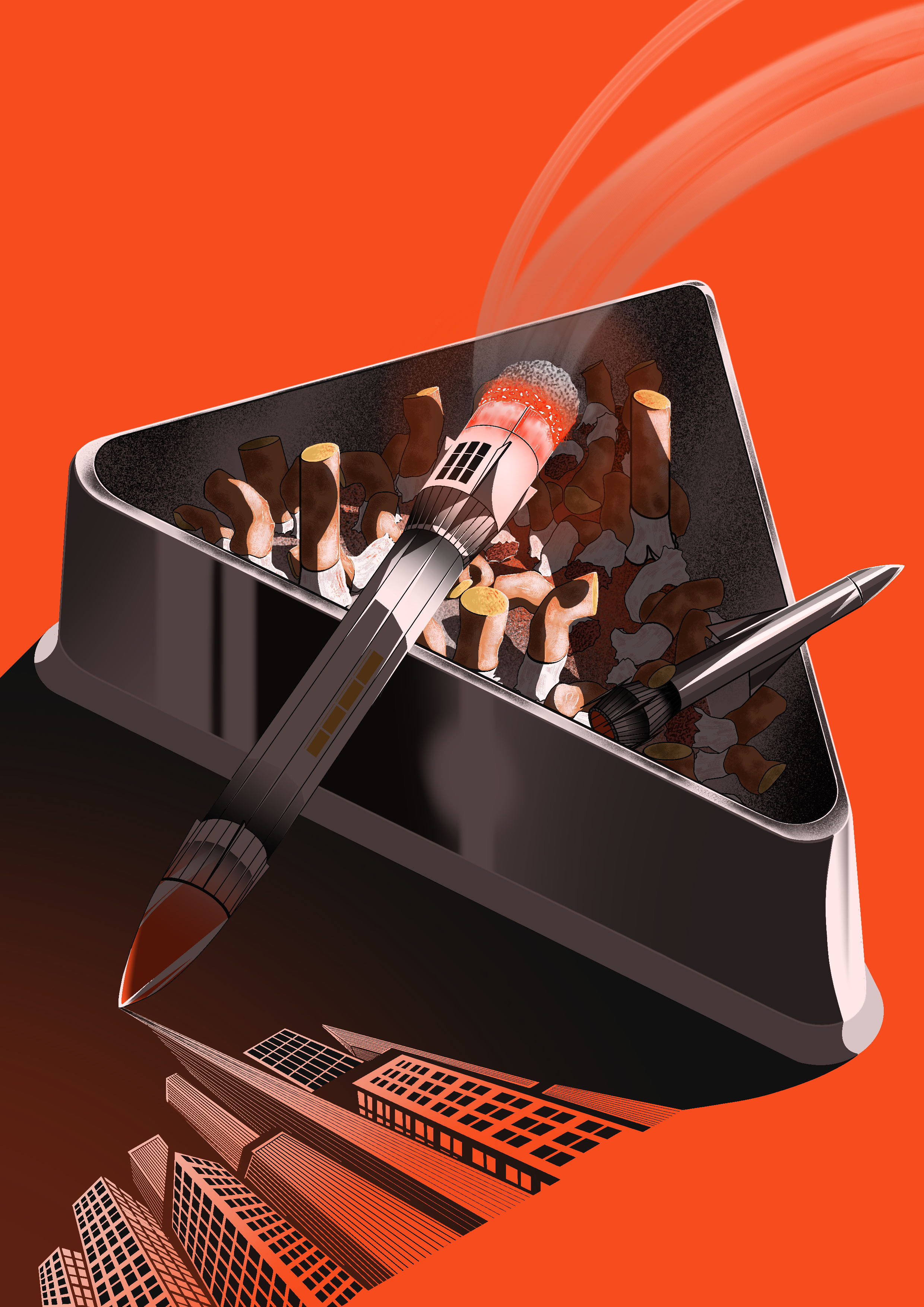 Countdown cigarettes conceptual illustration countdown editorial illustration metropolis war