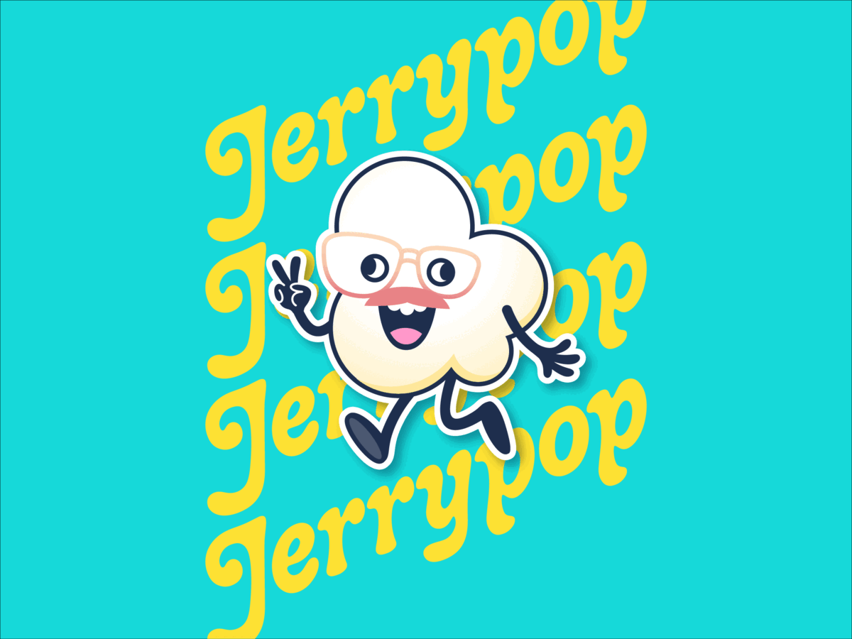 Jerrypop Branding branding character colorful design gif illustration logo popcorn ryan brock