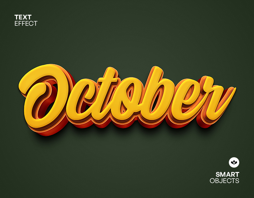 October Text Effect autumn design effect graphic design october photoshop solasome template text typography