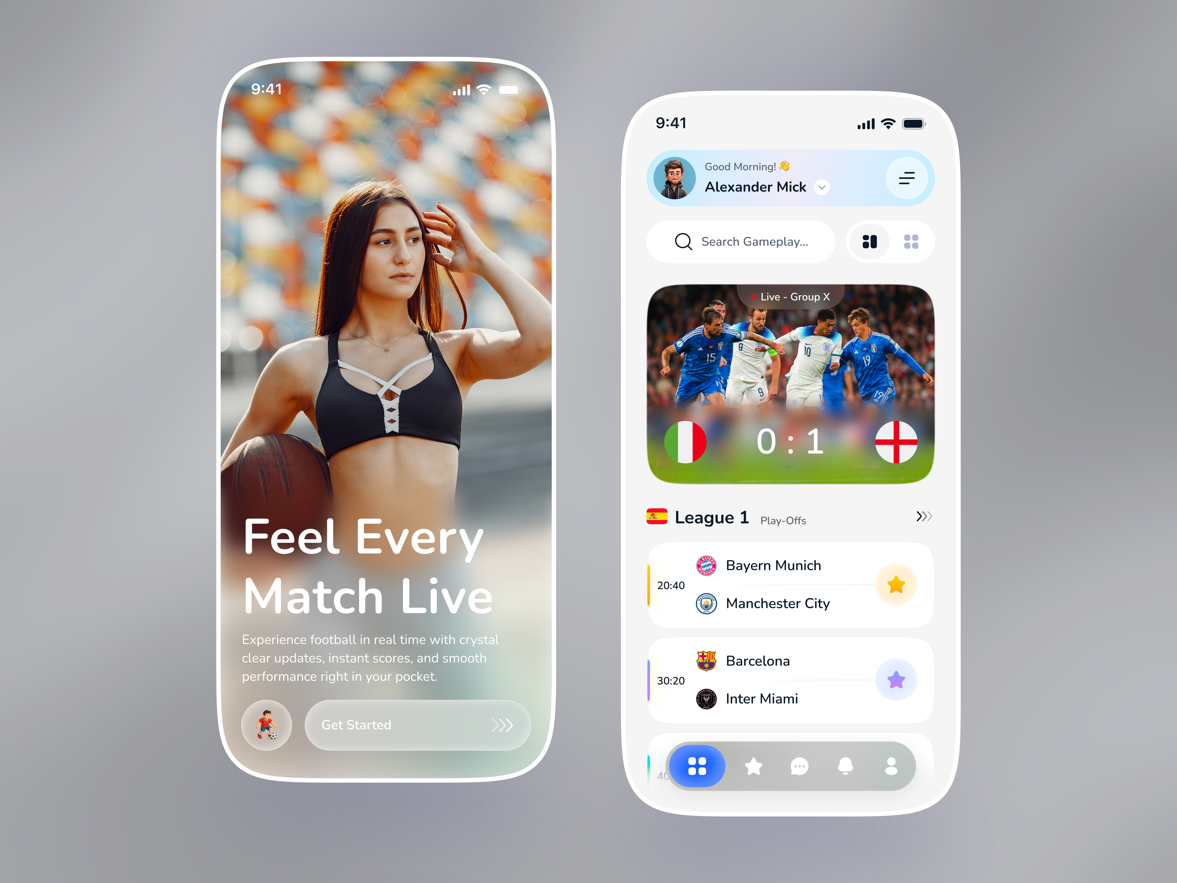 Live Football Mobile App app design clean design figma football app interaction design live match live scores match tracking minimal ui mobile app mobile interface modern ui product design score app sports app sports dashboard sports ui ui design user experience ux design
