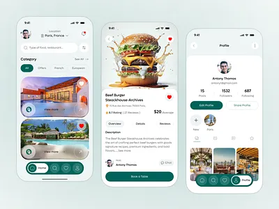 The fork - Hotel & Restaurant booking mobile app. adventure apartment booking chef cooking figma food food delivery app homestay hotel ios mobile app popular restaurant saas travel app traveling ui ux villa