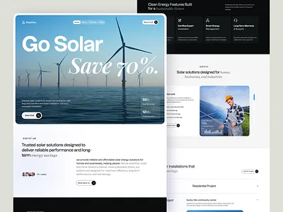 Solar Energy Landing Page Design eco friendly eco system electricity green energy landing page solar solar electricity solar energy solar energy website solar power technology turbine system ui ux web design website design wind turbine