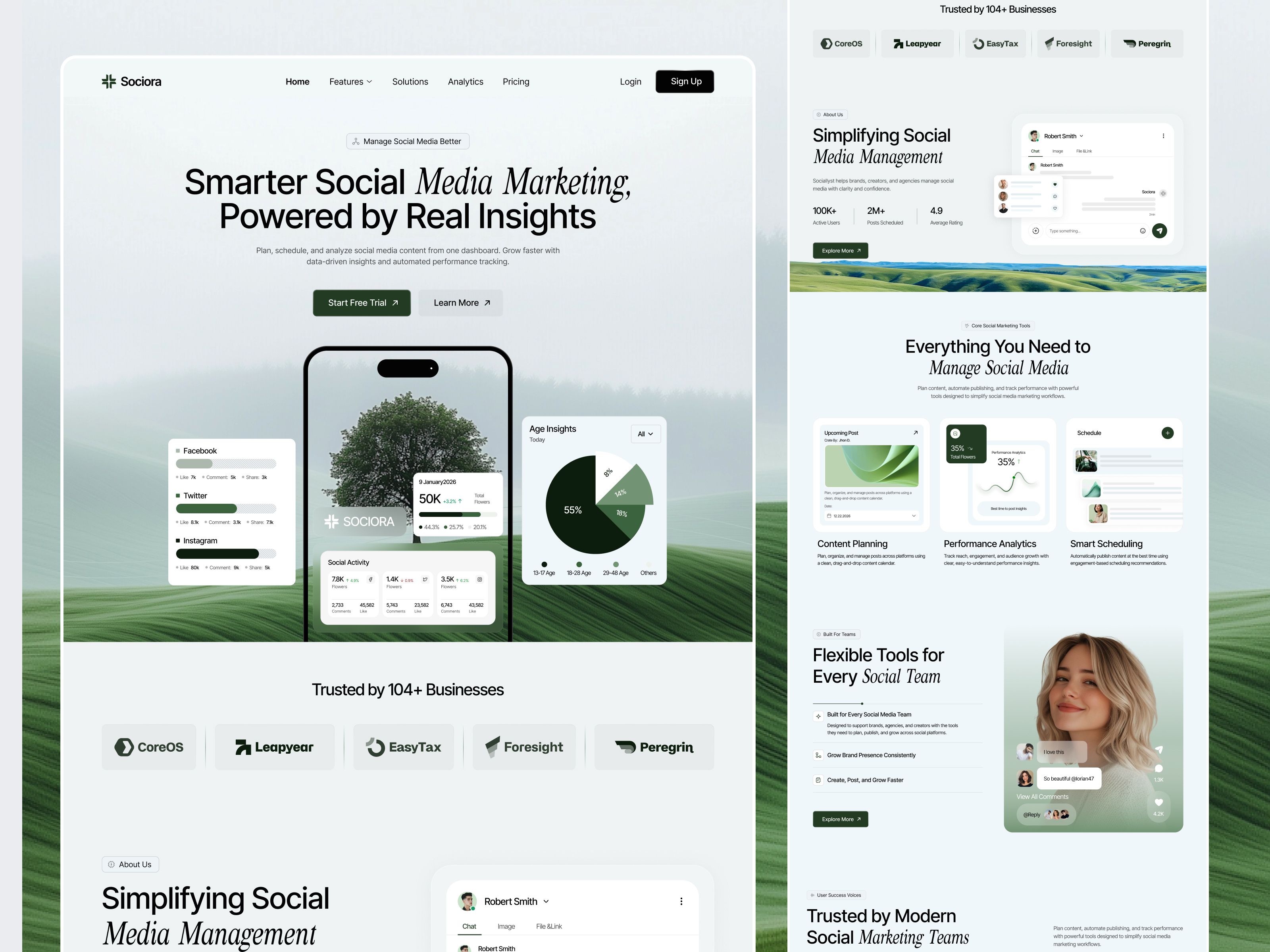 SaaS Landing Page - Social Media Marketing app design dashboard landing page marketing dashboard performance tracking product design saas saas landing page saas landing page design saas web design saas website social media dashboard social media marketing social media saas ui ux design web app design web design