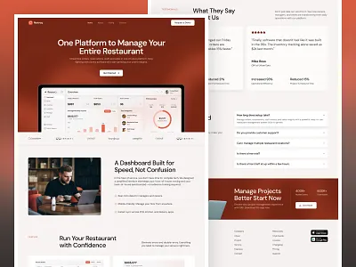 SaaS Landing Page - Restaurant Management clean ui landing page management product design restaurant restaurant management saas saas design saas landing page software ui uiux web web design website