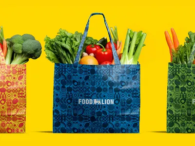 Food Lion grocery bags branding food lion grocery icons illustration illustrator the creative pain tote vector