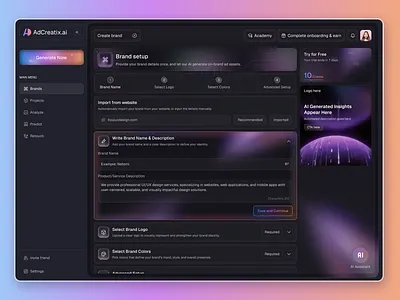 AI Powered Ad Creative - AI Advertising Dashboard ad creator dashboard ad design adcreative adcreative.ai advertising maker ai assistant ai dashboard ai powered ad creation platform ai social assistant ai website design automation dashboard design marketingautomation modern dashboard productivity social media automation web design