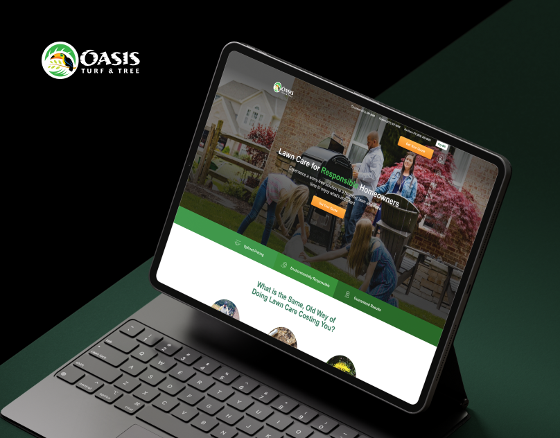 Oasis turf & tree | Landscape Web Design branding figma hubspot landscape lawn care mosquitocontrol uiux visual identity web design website