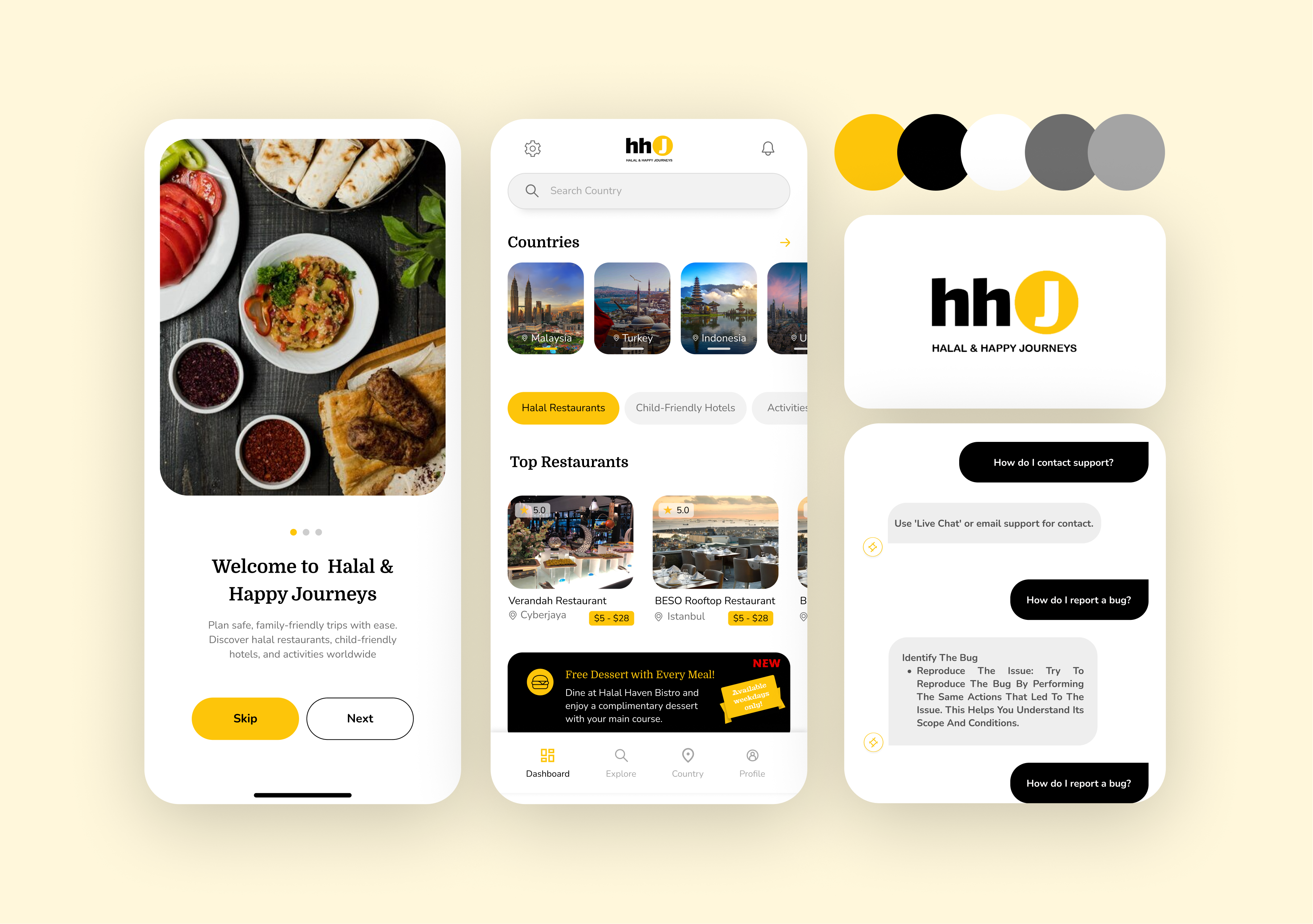 Halal Travel & Food Discovery App – Mobile UI/UX Design ap ui ux designs app designs booking booking app designs systems food app food delivery app halal food app mobile app mobile app ui ux modern ui design resturants app designs travel app ui ui kit