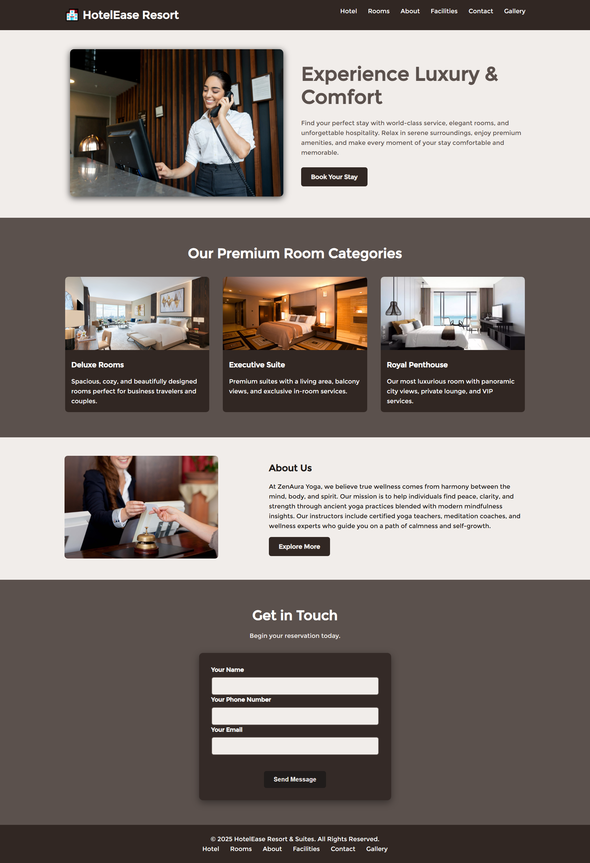 HotelEase Resort Website Landing Page advertisement branding design graphic design illustration logo typography ui ux vector