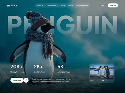 Penguin Header Design 3d animation branding design dribbble best shot graphic design header logo motion graphics penguin penguin header design travel ui