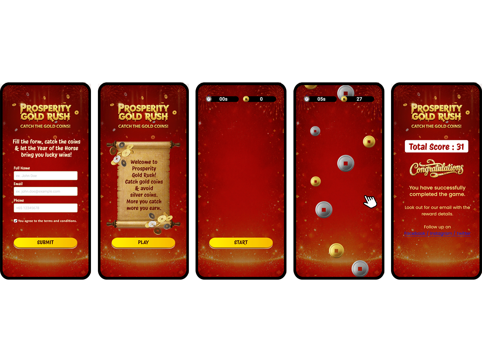 Catch the Prosperity Coins Game catch coins game cny gamification