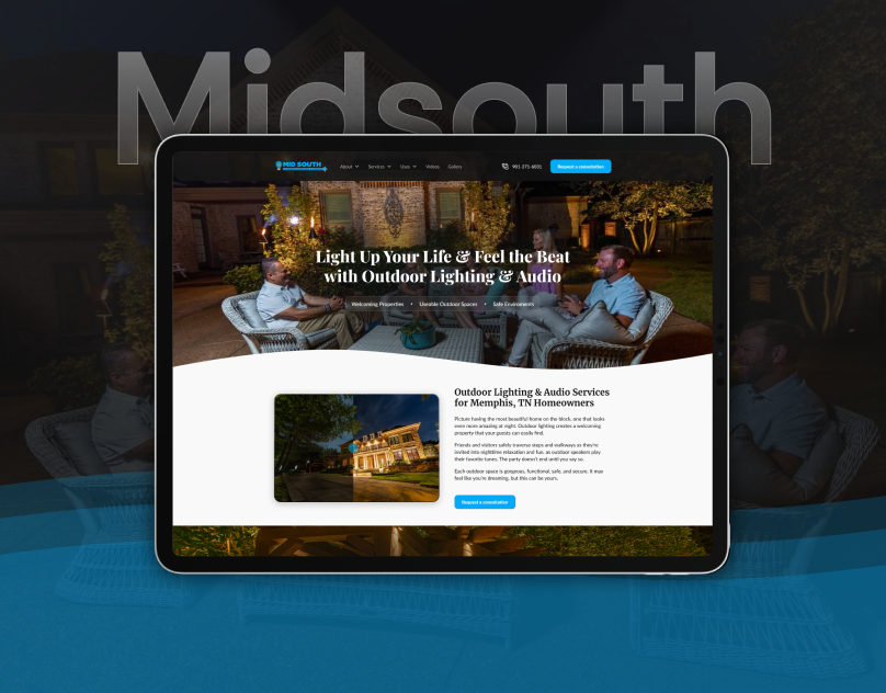 Midsouth | Outdoor Lighting & Audio development experience landscape lightingaudio outdoor ui ux user interface webdesign website
