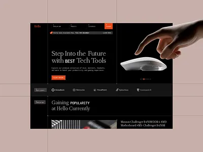Tech Gadget E-commerce Website UI dark ui design ecommerce ecommerce ui electronics ecommerce gadget gaming gear website gaming ui gaming website hardware ecommerce landing page design product showcase tech ecommerce tech gadgets tech tools website tech website tech website design technology web ui website design website ui