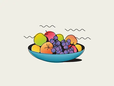 Fruits / Illustration of the Day apple fruits gradients grape illstration lemon orange outline peach