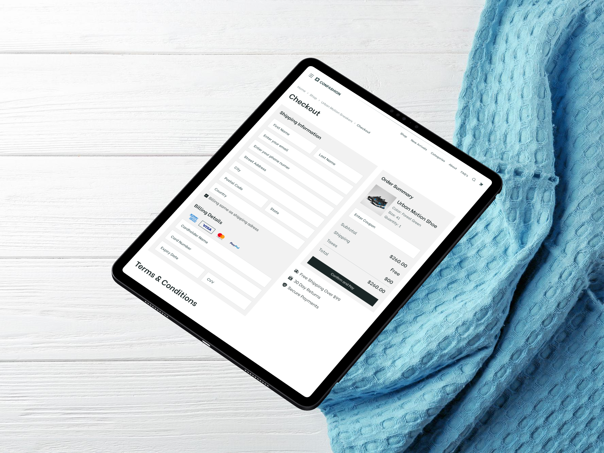 Confashion — Product Detail & Checkout Page UI Design interface product service startup ui ux web