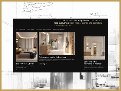 Modern Construction & Interior Design Website architecture construction dark mode design interior design landing page luxury website minimalist modern ui page real estate renovation shot ui ux ux ui web web design website