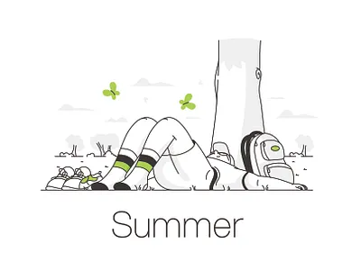 Summer branding butterflies design graphic design hot icon illustration line minimal people person relax retro simple summer tree ui warm weather