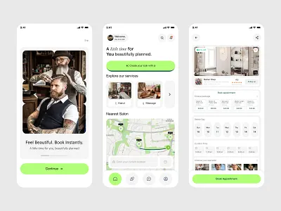 Barber and Beauty Salon Booking App aplicationui appui ui