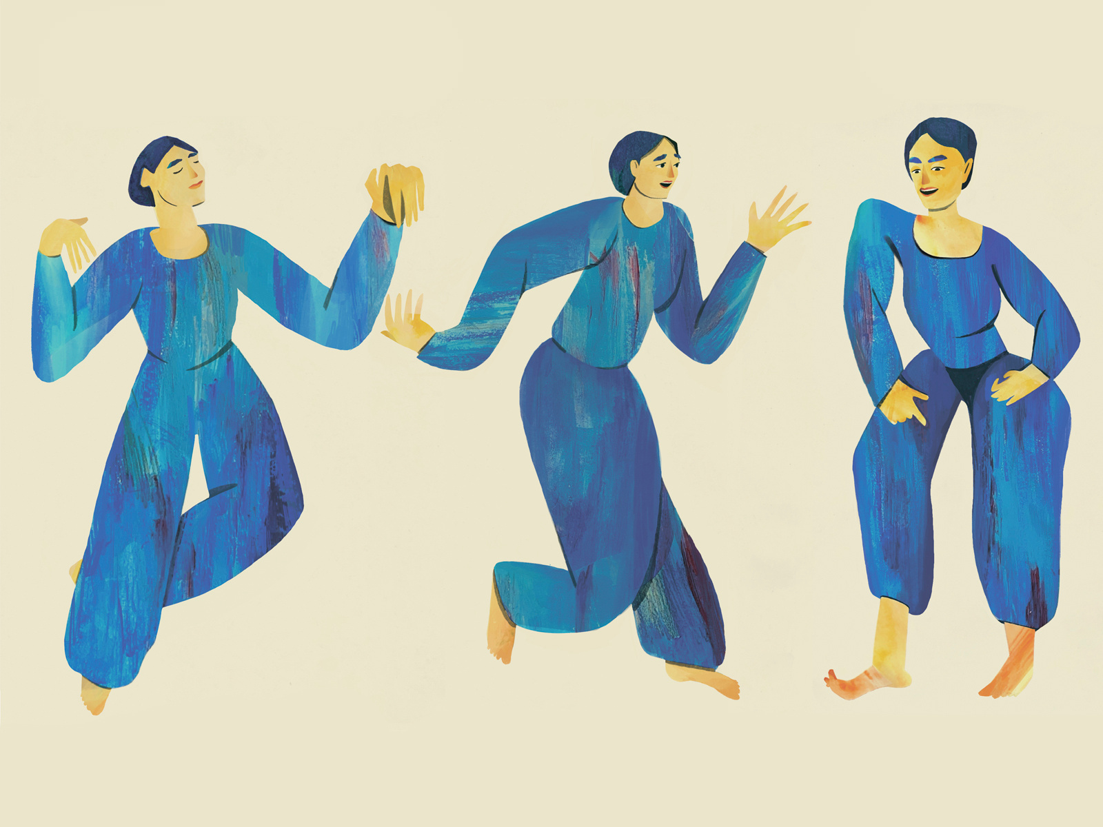 Blue Movement art bodylanguage digitalart editorial illustration movement women
