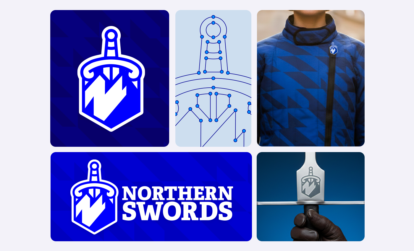 Northen Swords Logo branding crest graphic design letter logo mountain pattern sport sword