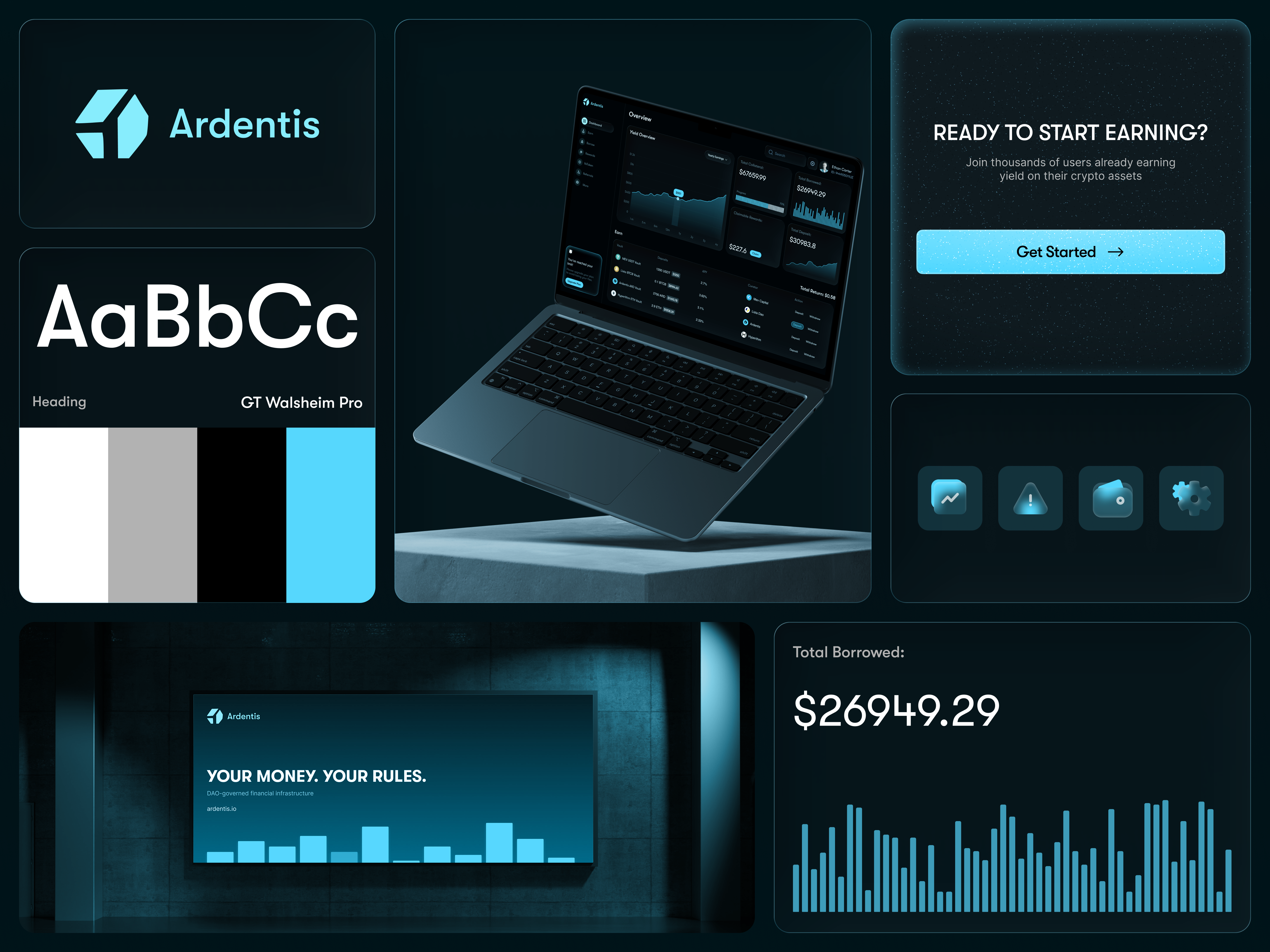 Ardentis — Fintech Dashboard UI & Branding branding charts crypto crypto lending dashboard data visualization defi design graphic design interface logo product design ui ux web website