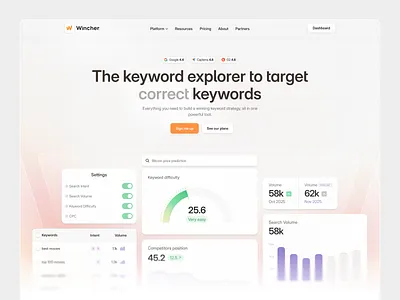 Keyword explorer landing page analytics landing page landing page design saas landing page web design