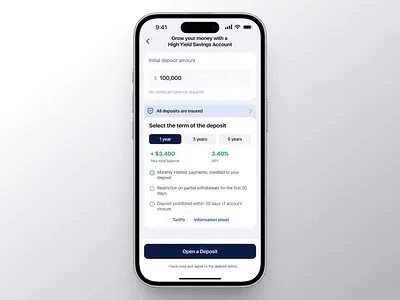 High-Yield Savings Account · Mobile Banking UI account finance app app dashboard app fintech banking app savings clean design financial design ux mobile ui ios ui mobile ui product