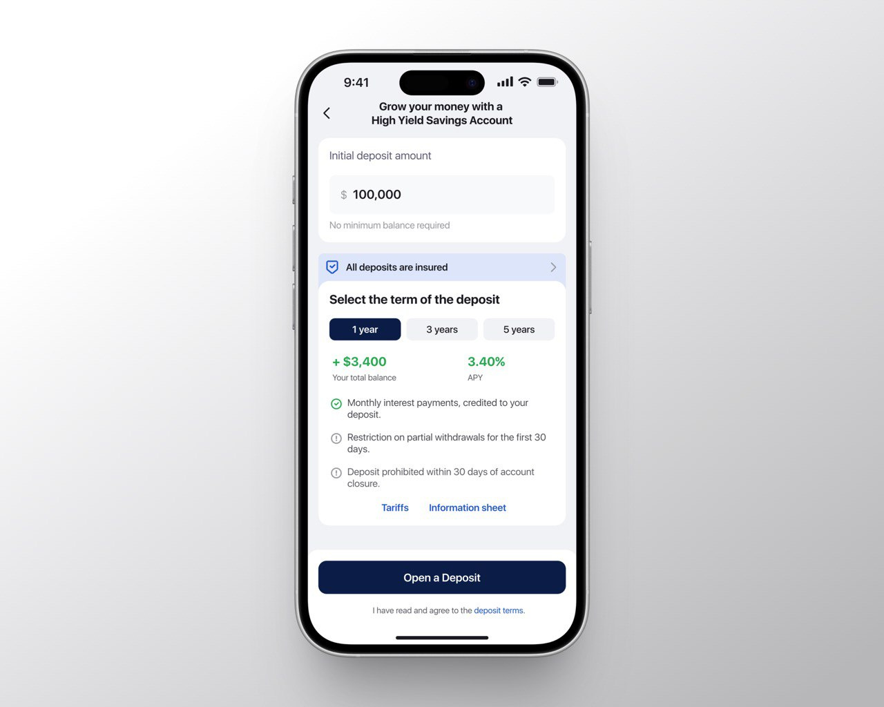 High-Yield Savings Account · Mobile Banking UI