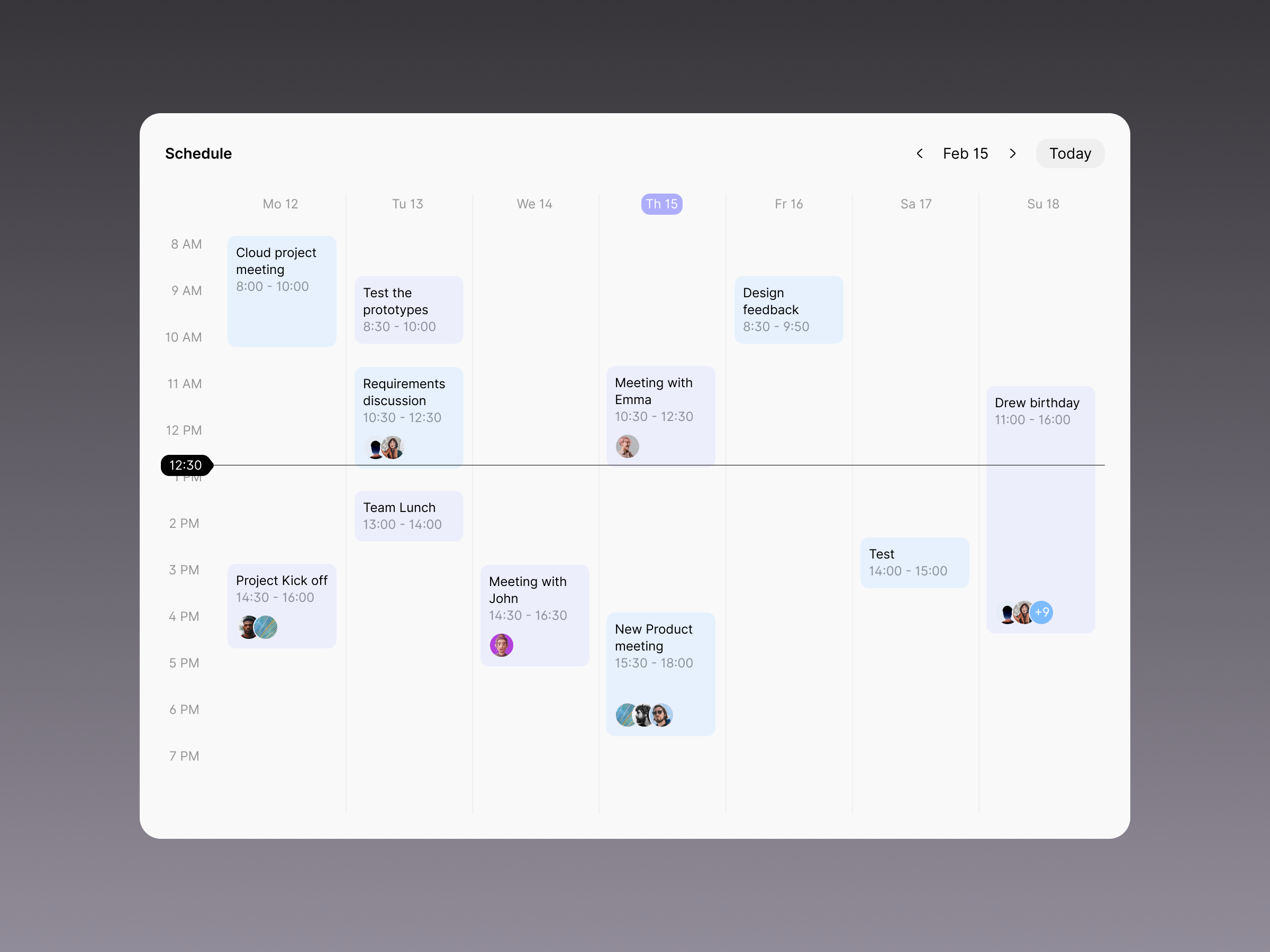 Schedule - Made with SnowUI