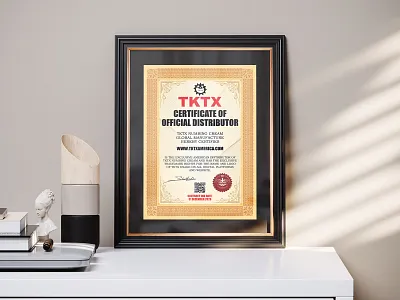 DISTRIBUTOR CERTIFICATE OF TKTX AMERICA NUMBING CREAM certificate design distributor certificate flyer design graphic design photo frame design ui