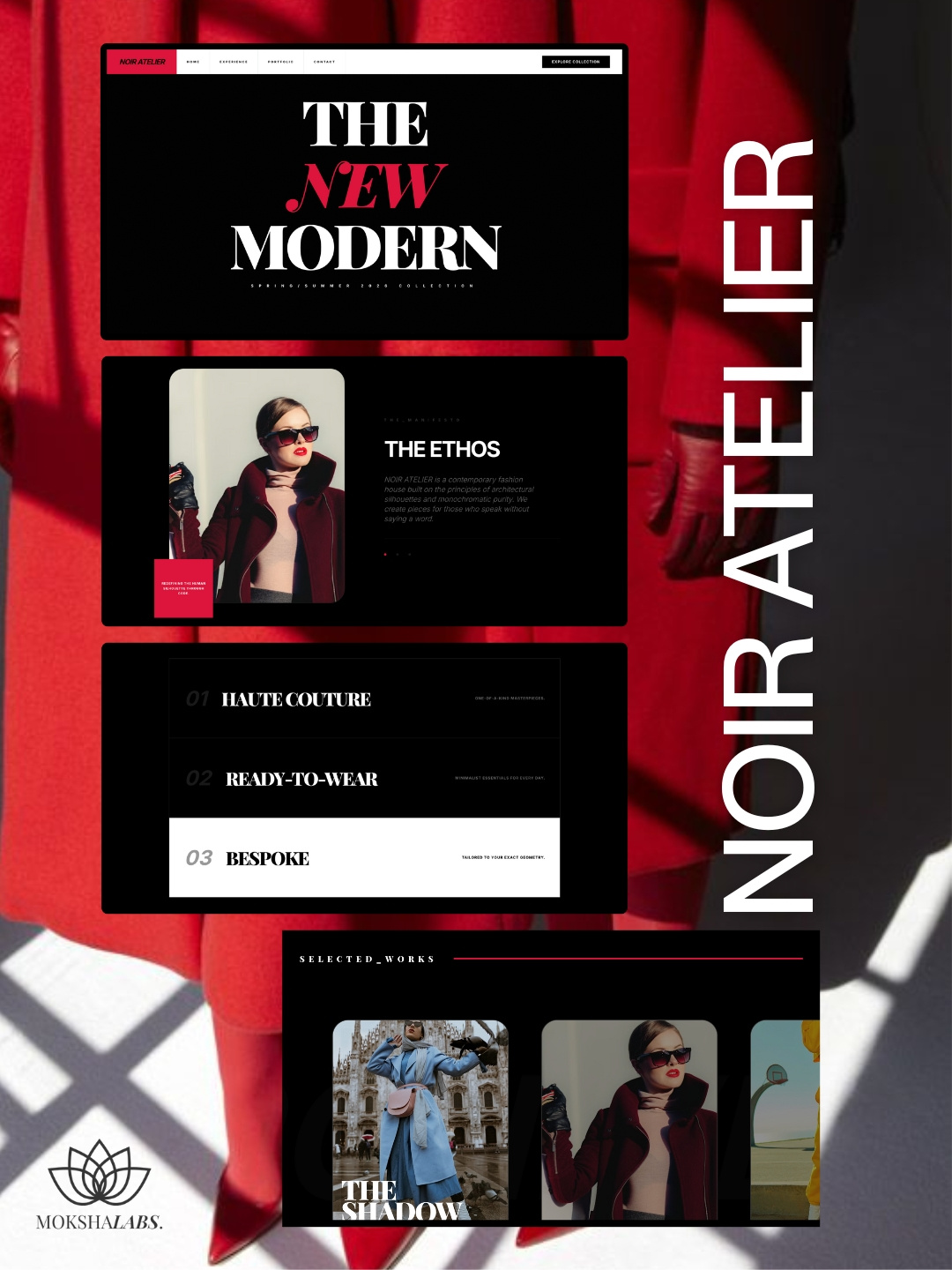 Luxury Fashion Website — Noir Atelier — Editorial UI Concept branding design digital studio ecommerce design editorial editorial design fashion fashion inspiration fashion website graphic design high contrast luxury web design typography ui ux web website